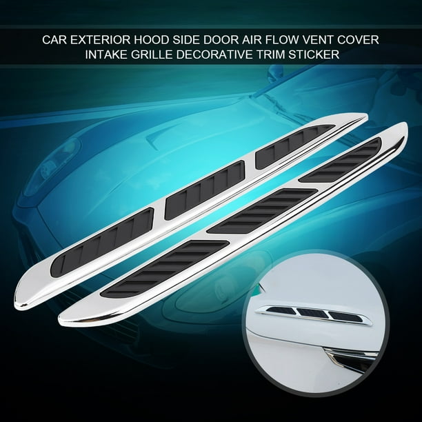 2pcs Air Flow Vent,Universal Car ABS Exterior Hood Side Door Air Flow Vent Cover Intake Grille Decorative Trim Sticker